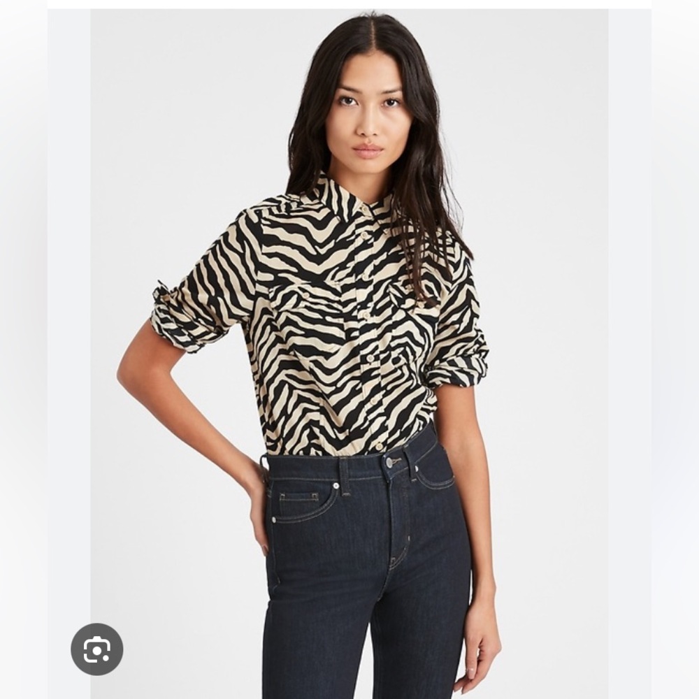 Banana Republic Heritage Utility Shirt Zebra Print XS